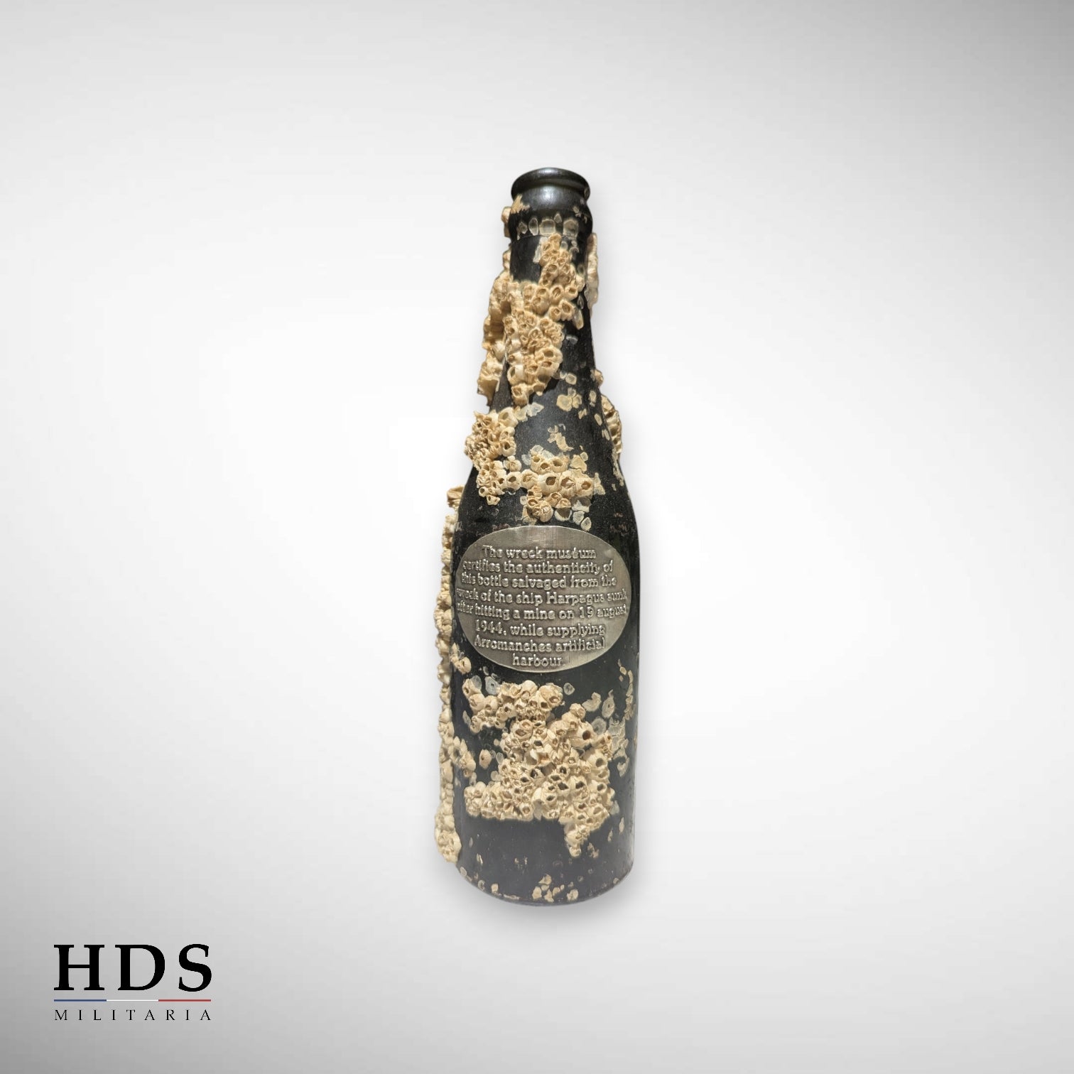 Bouteille épave navire anglais Harpagus Normandie ww2