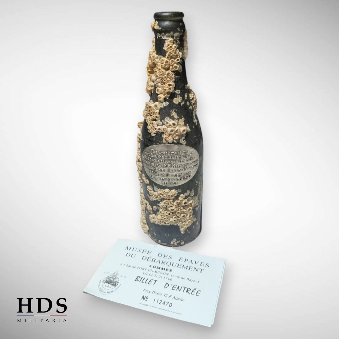 Bouteille épave navire anglais Harpagus Normandie ww2