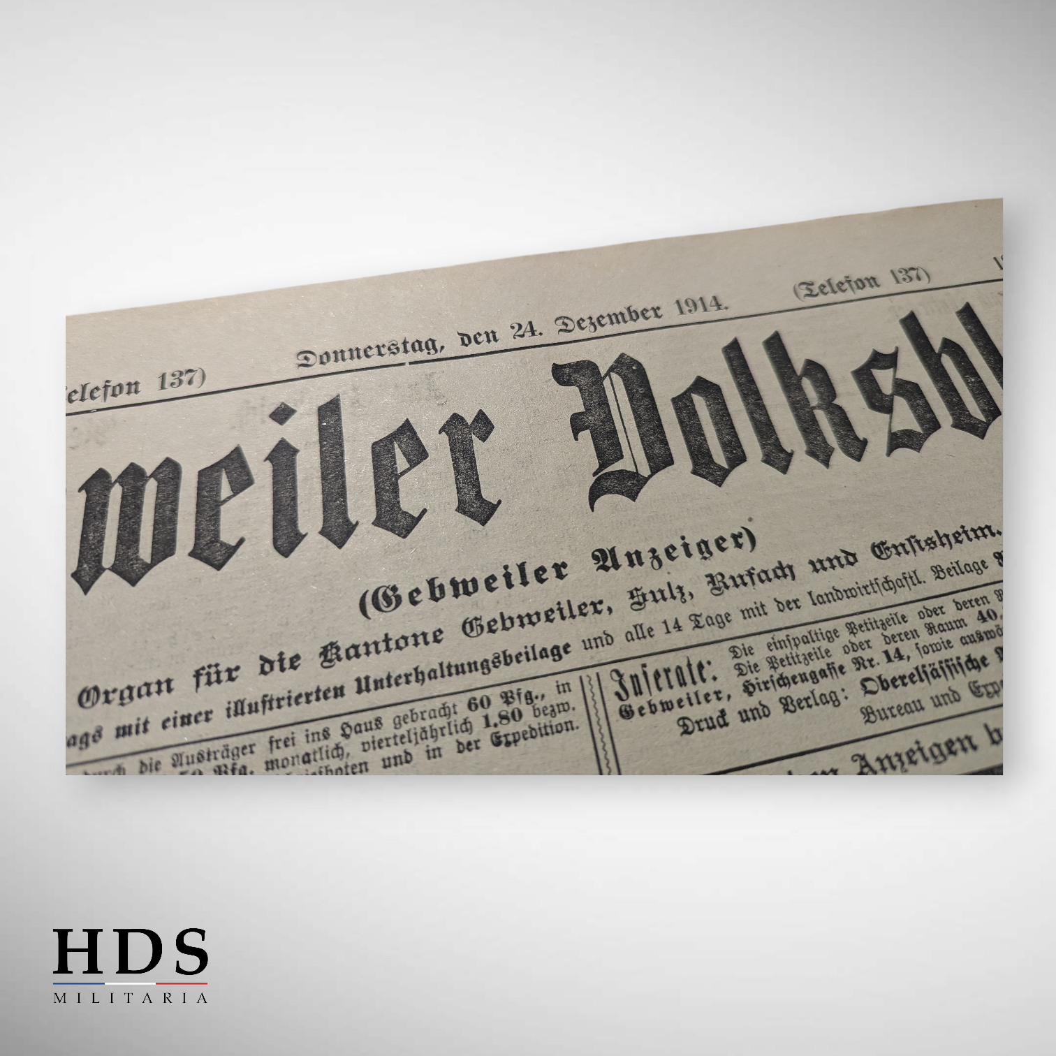 Journal Allemand Alsacien Noël 1914 Guebwiller