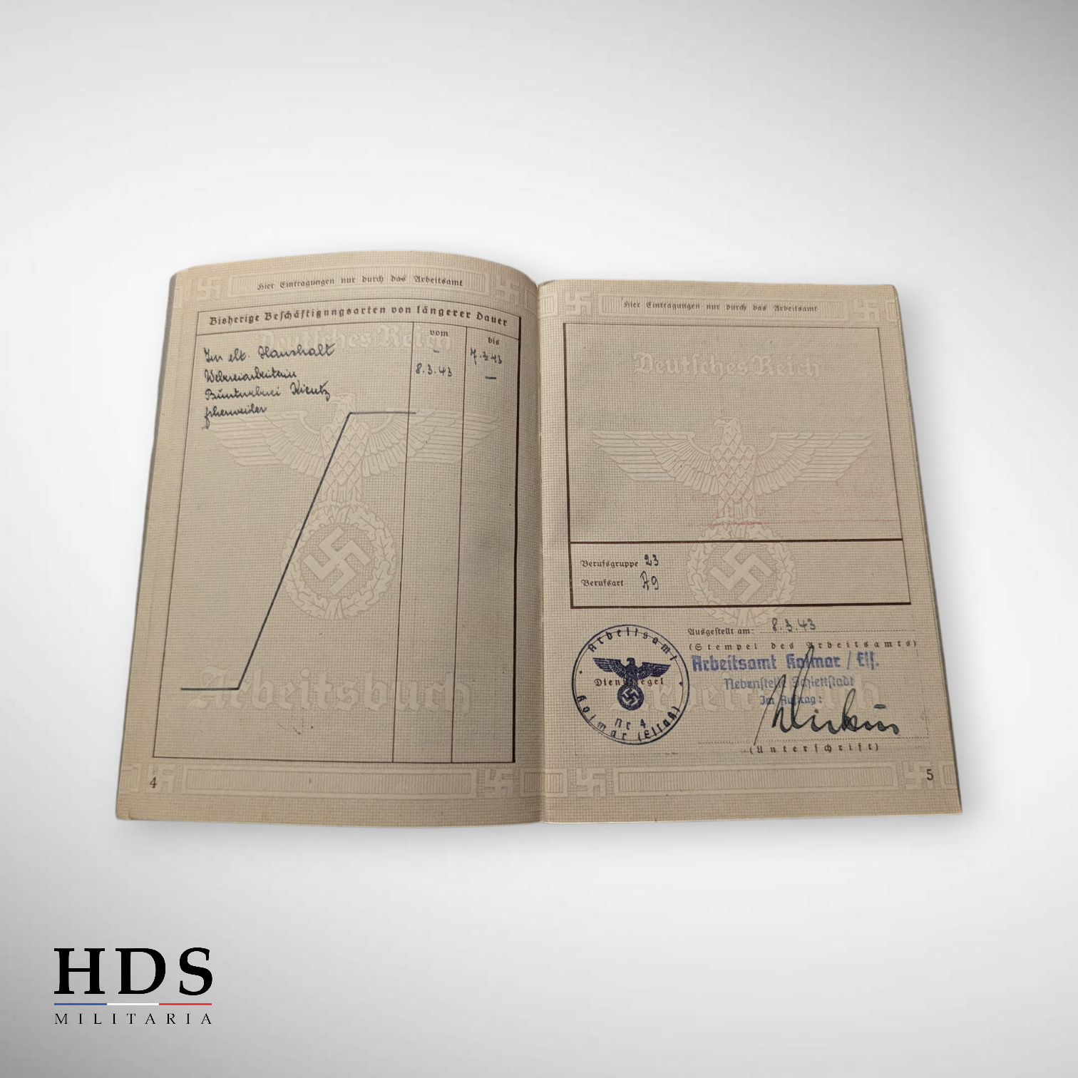 DAF booklet + Arbeitsbuch Elsenheim Alsace ww2