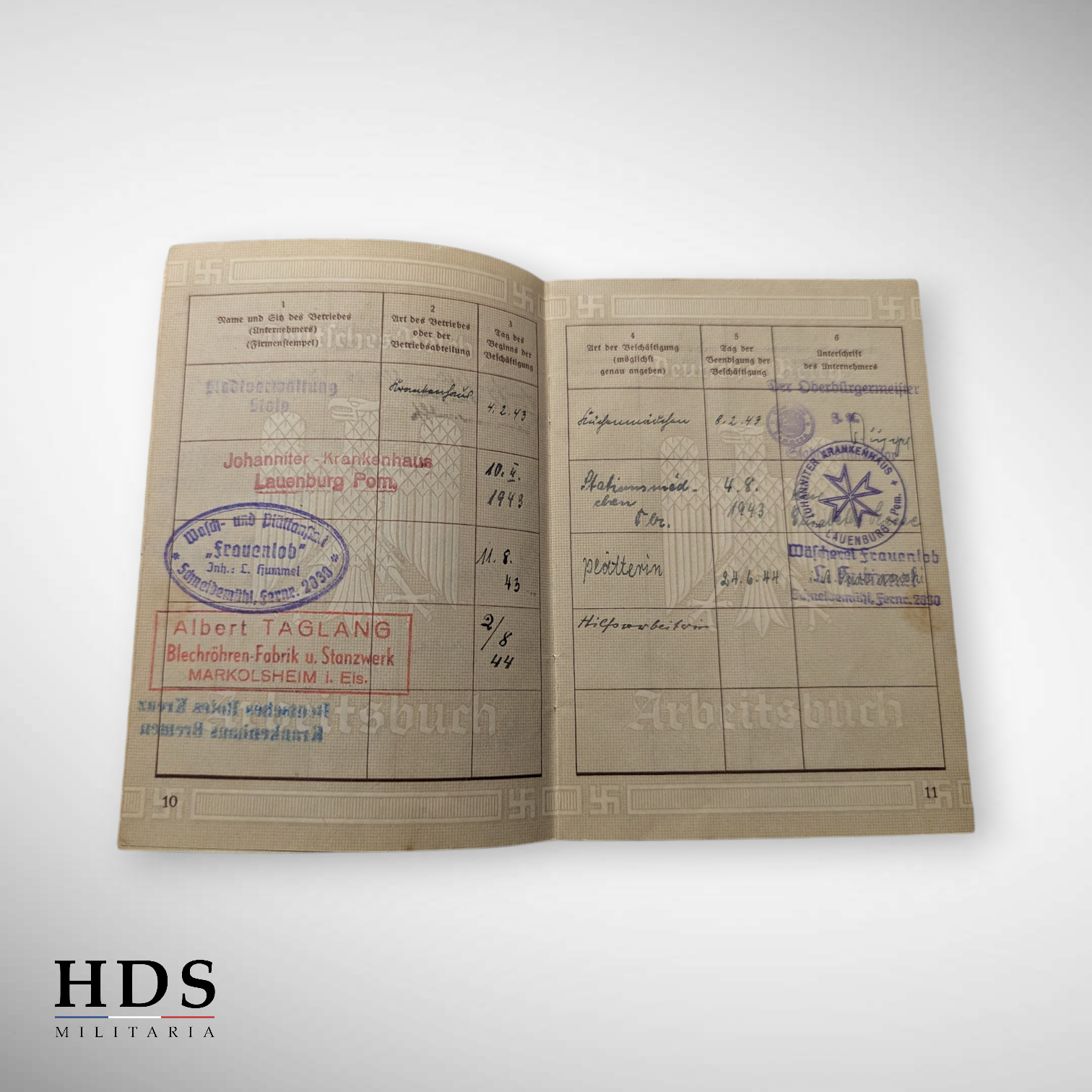 German ww2 DRK Arbeitsbuch booklet