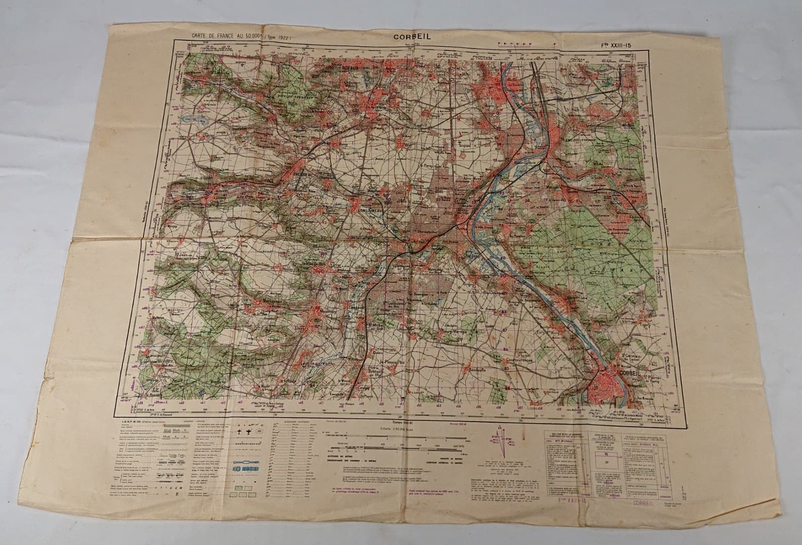 militaria : Carte secteur Corbeil / Map Essonne