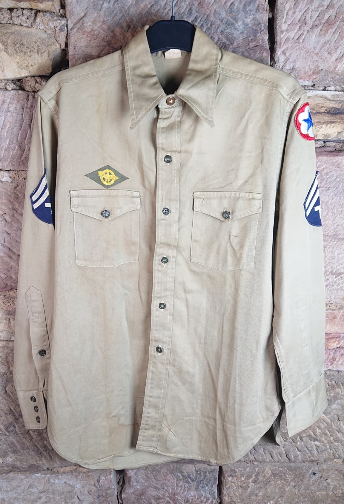militaria : Chemise US m41 coton beige / Shirt cotton khaki
