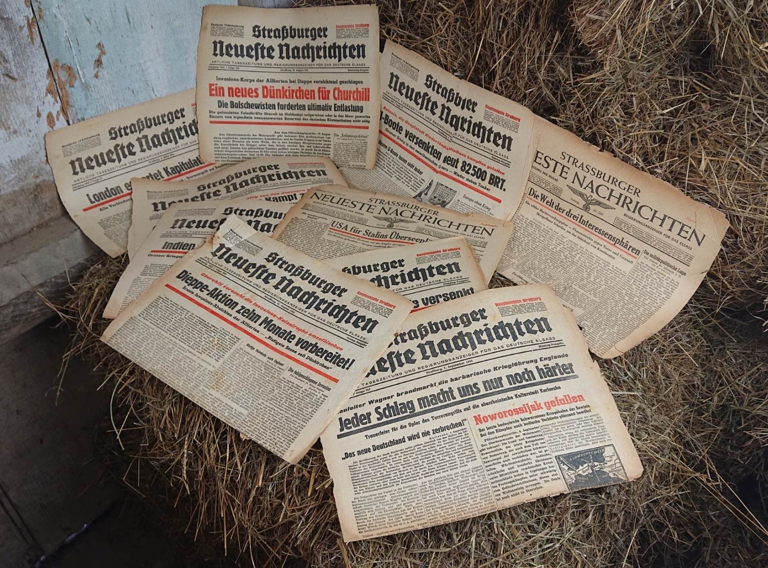 HdS Militaria Lot de 10 journaux de Strasbourg N3 / 10 ww2 Strasbourg newspapers
