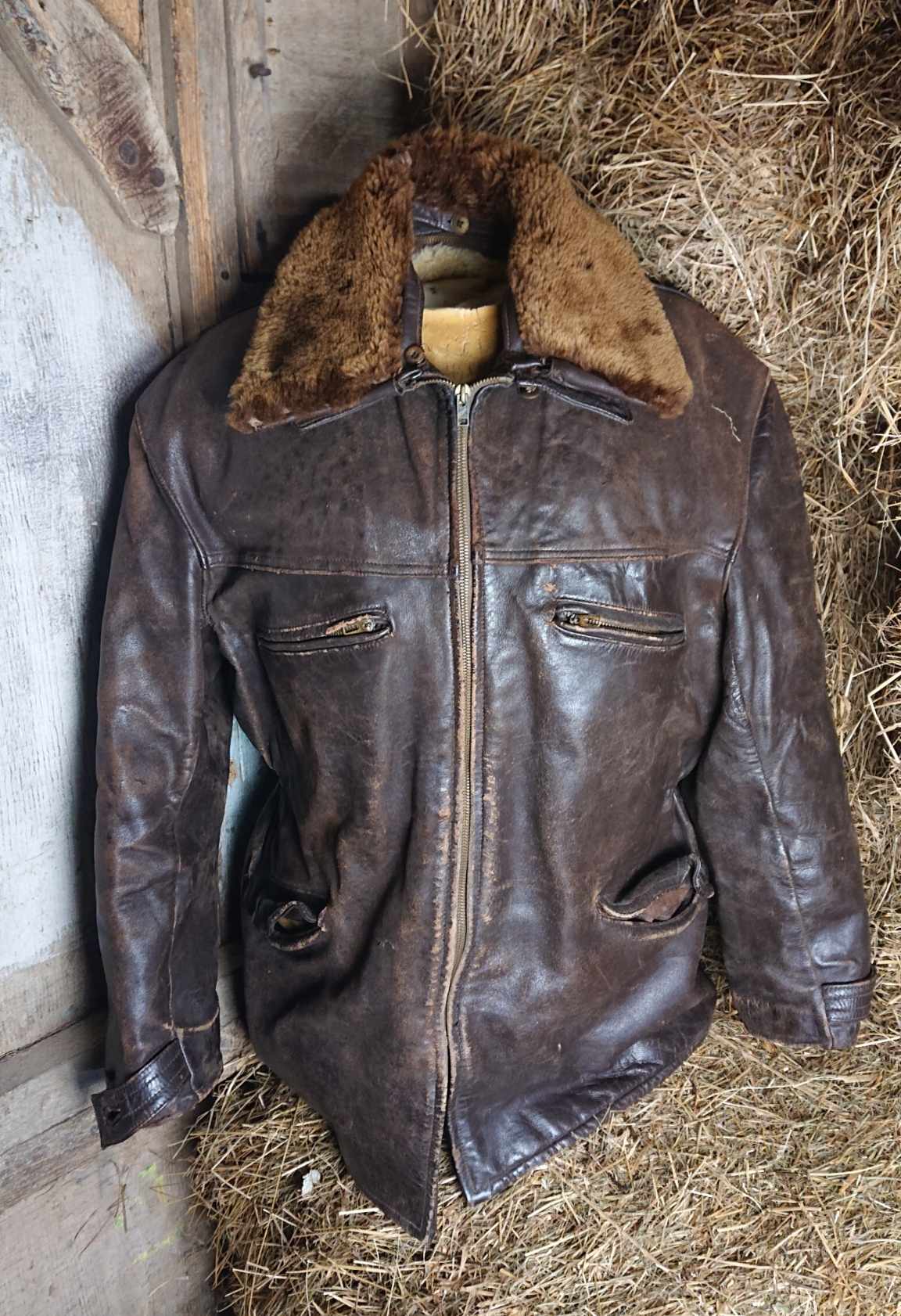 militaria : Veste en cuir de pilote 1930 / 30's pilot leather jacket