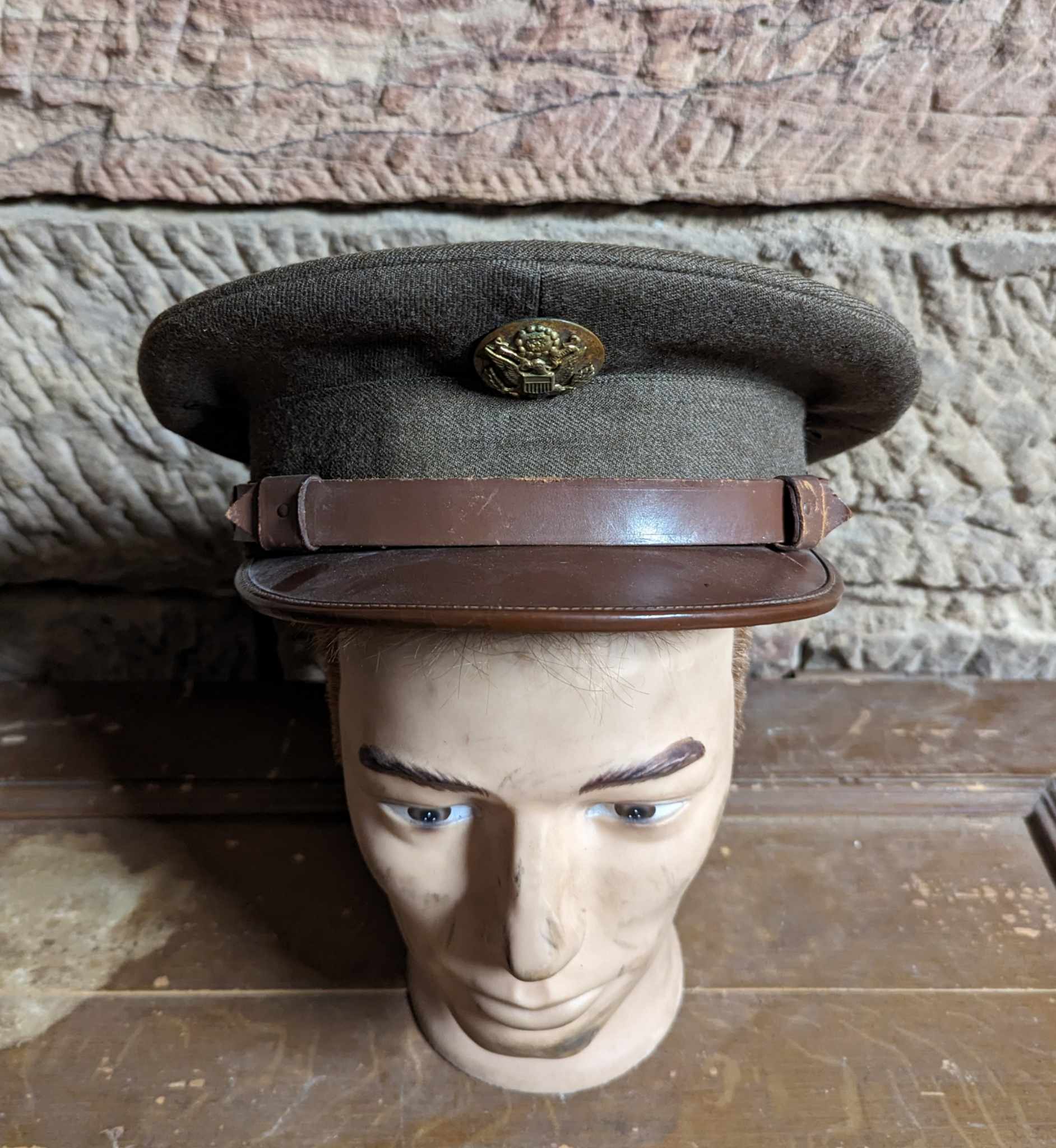 militaria : Casquette troupe US ww2 nom + matricule / US ww2 troop cap named