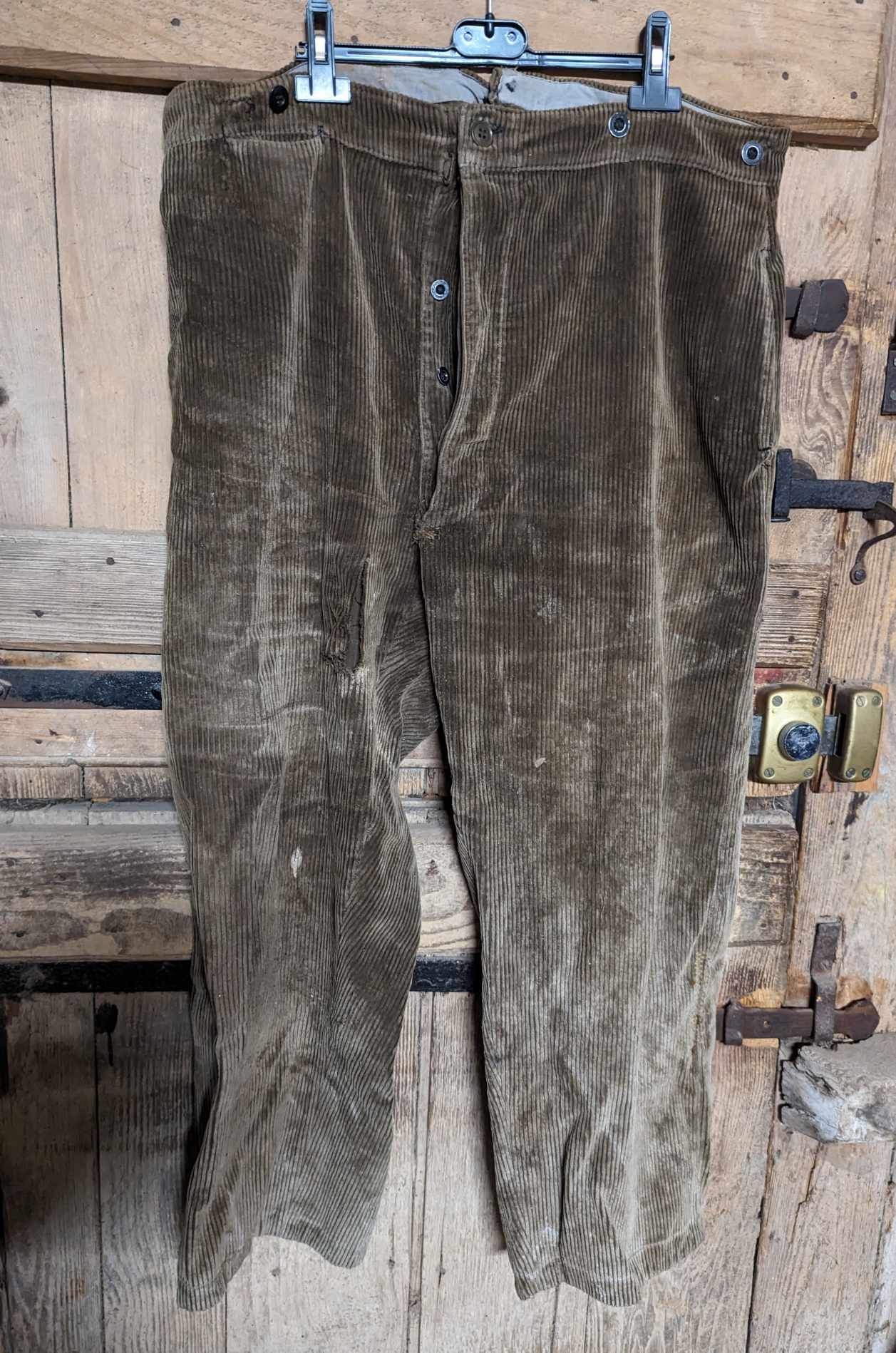 militaria : Pantalon velours côtelé brun type ersatz 1915 / ww1 Brown corduroy pants