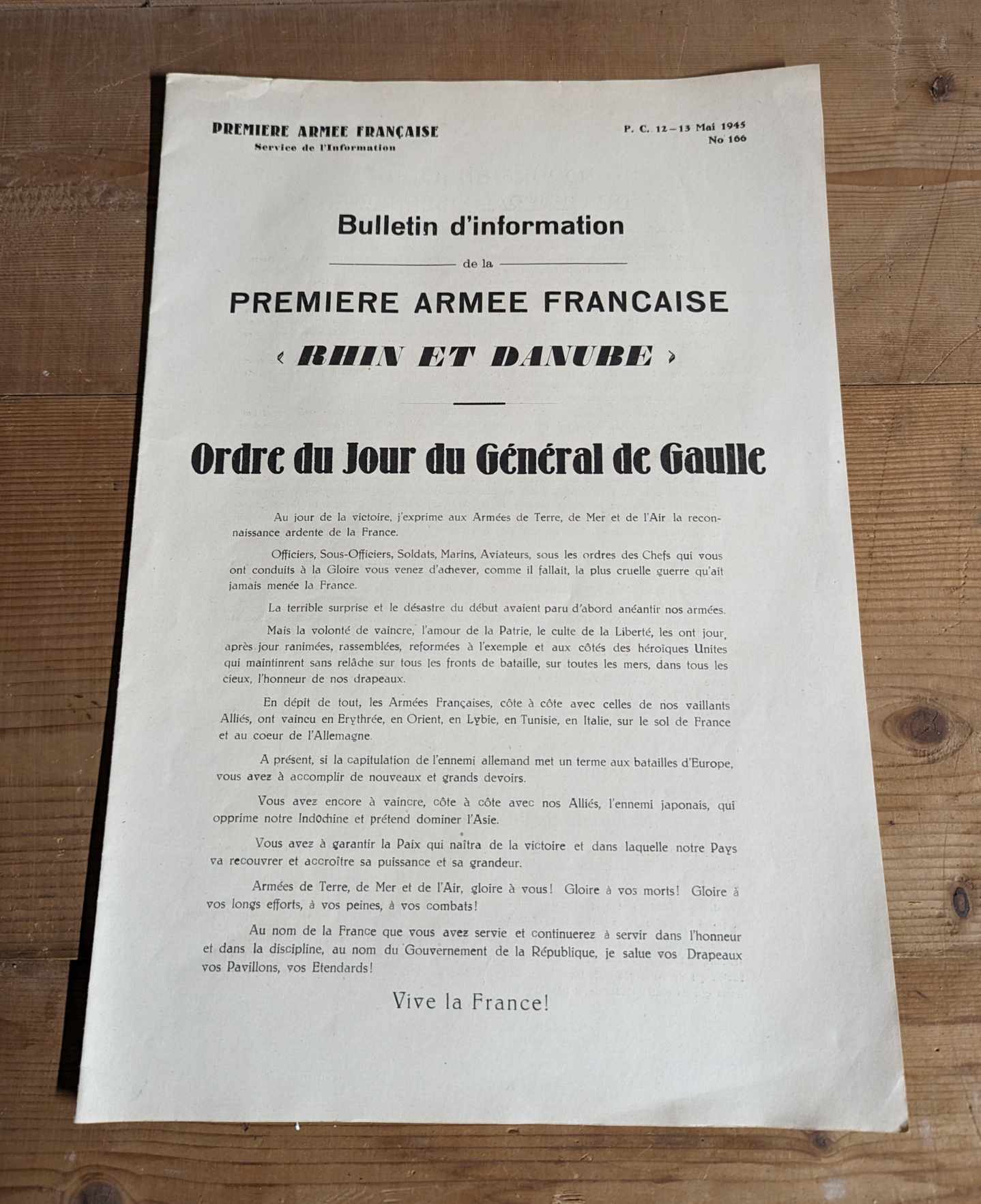 militaria : Bulletin info 1ere armée Française / Rhin Danube information booklet
