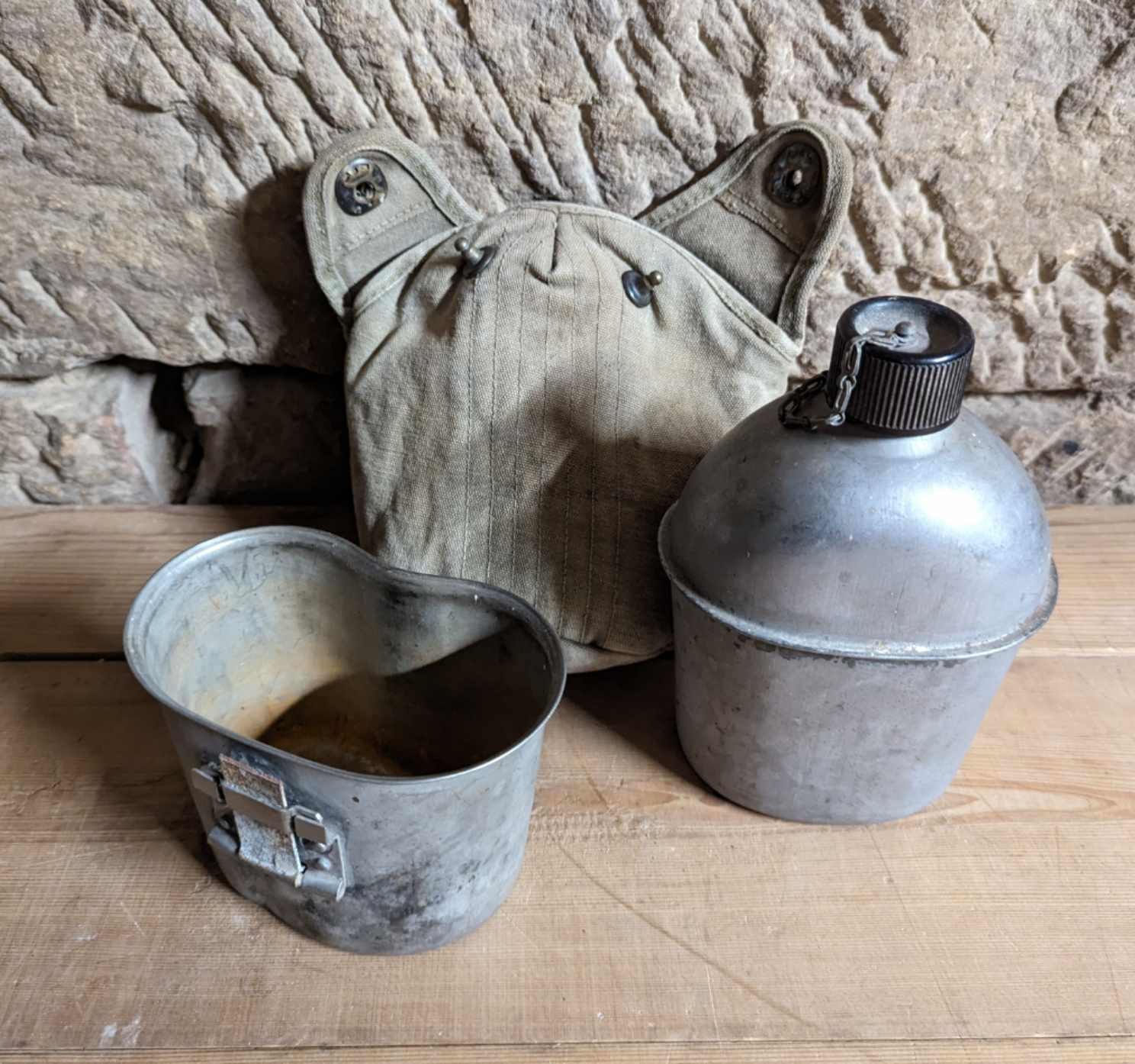 militaria : Gourde US complète od3 / US ww2 complete canteen