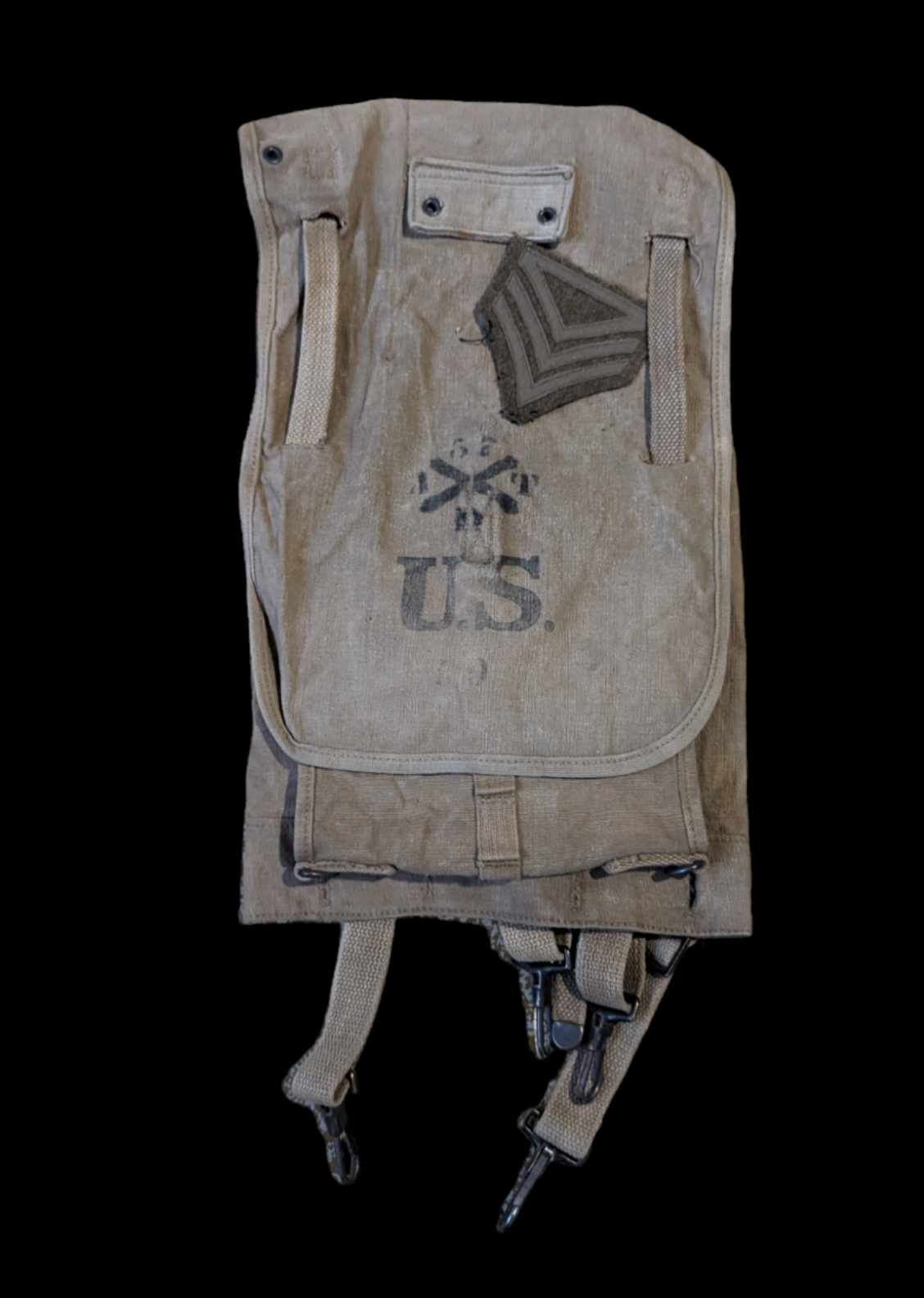 militaria : Havresac US ww1 1910 marquage + matricule / US ww1 named backpack