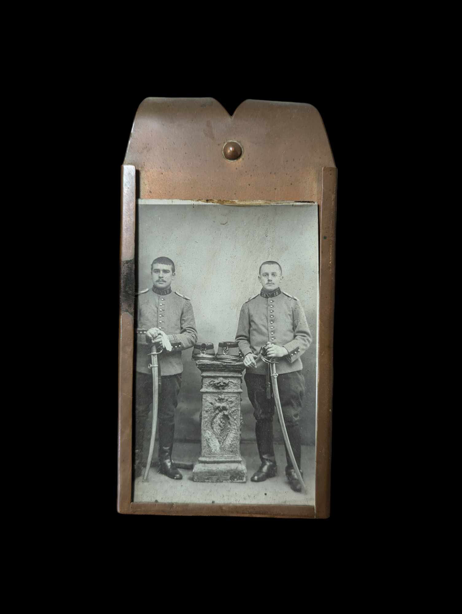 militaria : Cadre photo 14 bataillon chasseur à cheval / french ww1 trench art frame