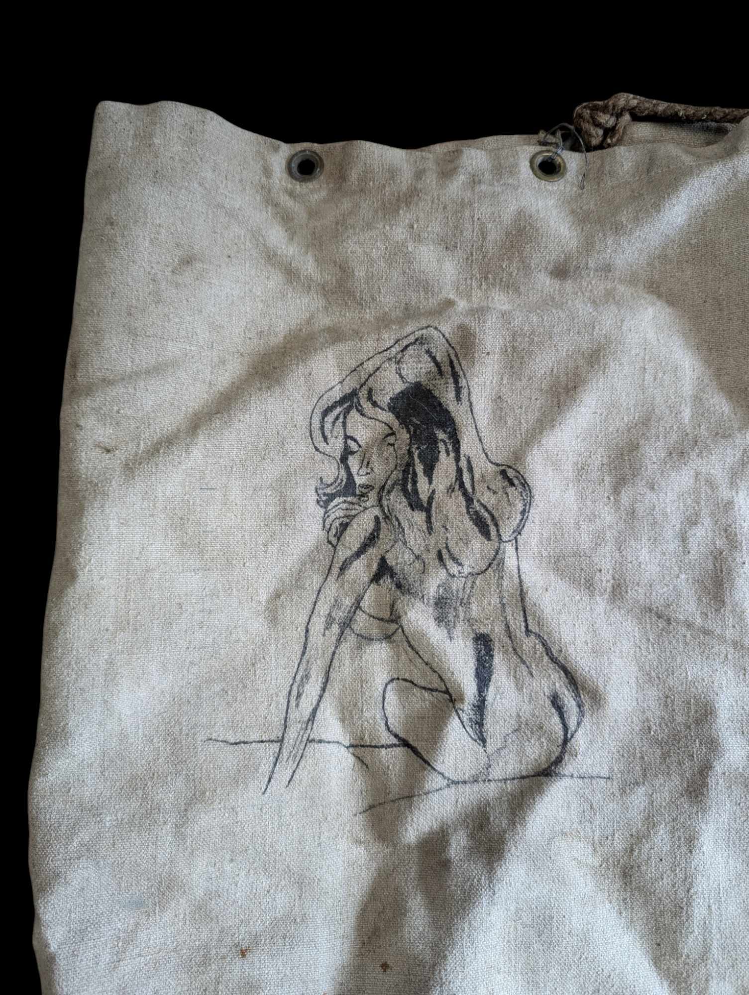 militaria : Sac à paquetage Marine Française pin 'up