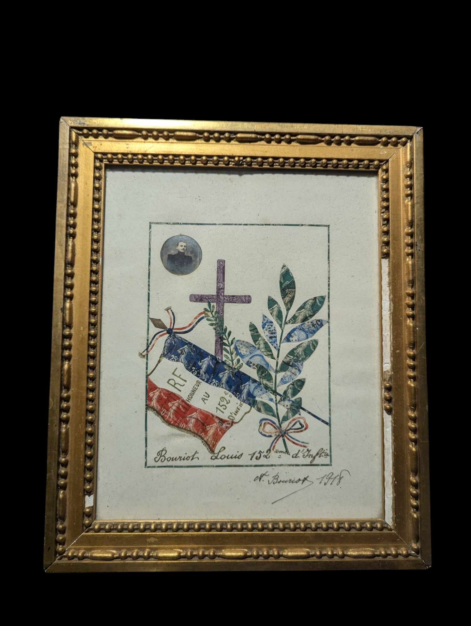 militaria : Cadre photo 15-2 diable rouge Colmar / 152 RI Frame