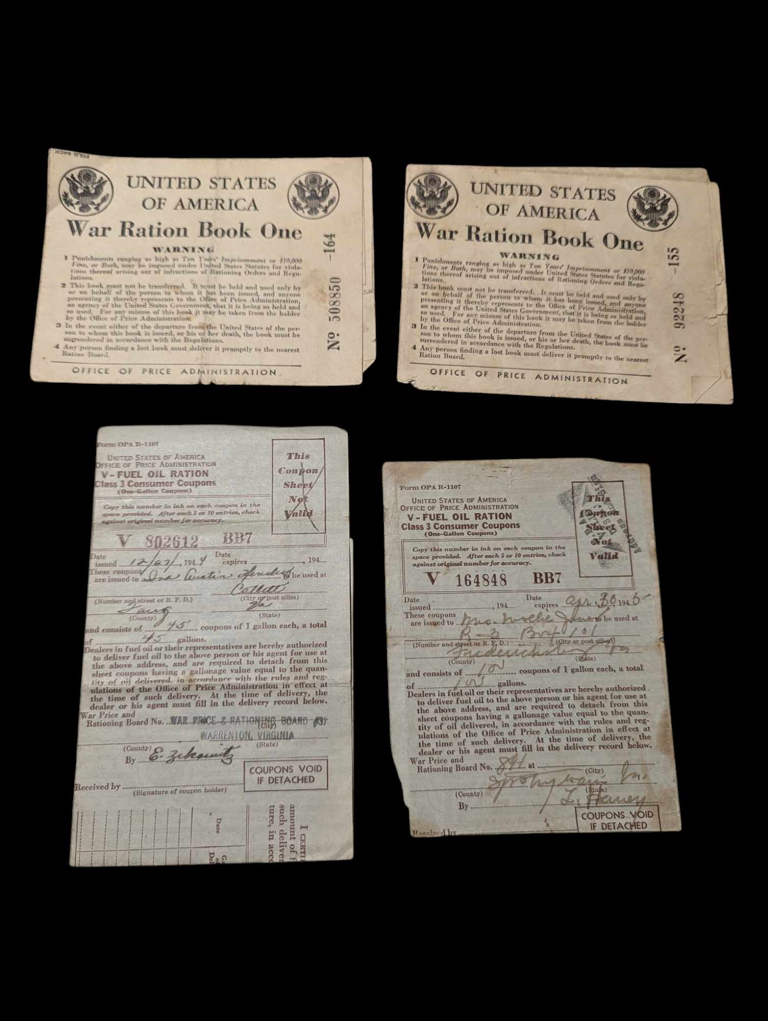 militaria : Carte de rationnement US ww2 / US war ration book