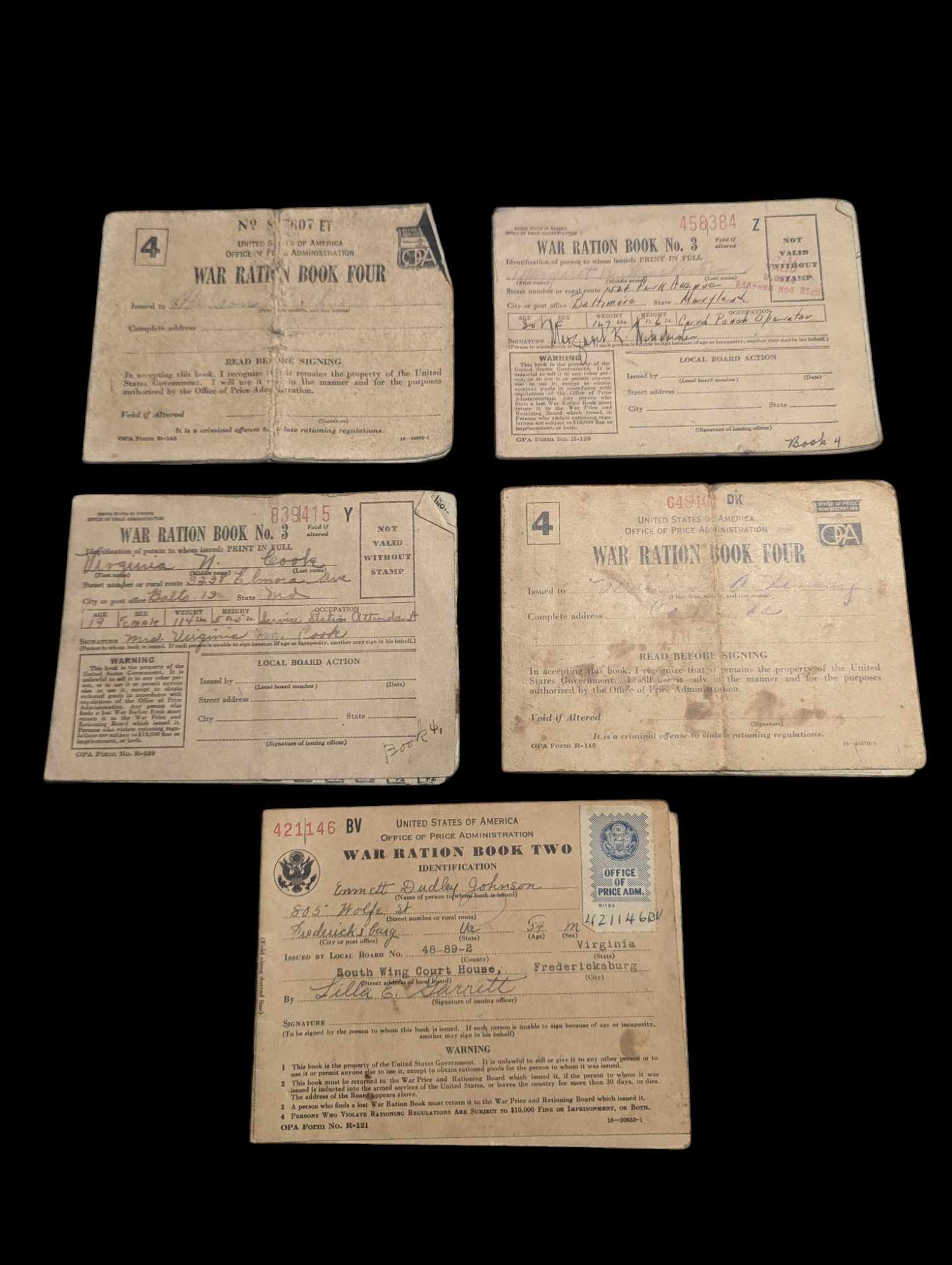 militaria : Carte de rationnement US ww2 / US war ration book