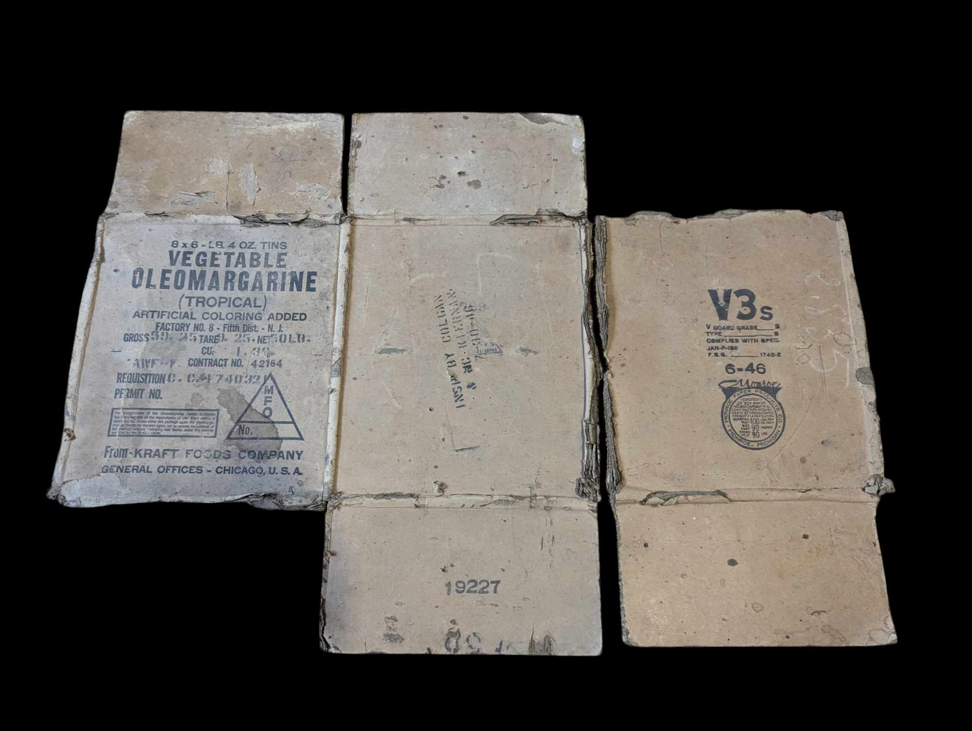 militaria : Carton de ration US V3 / US WW2 ration box 1946