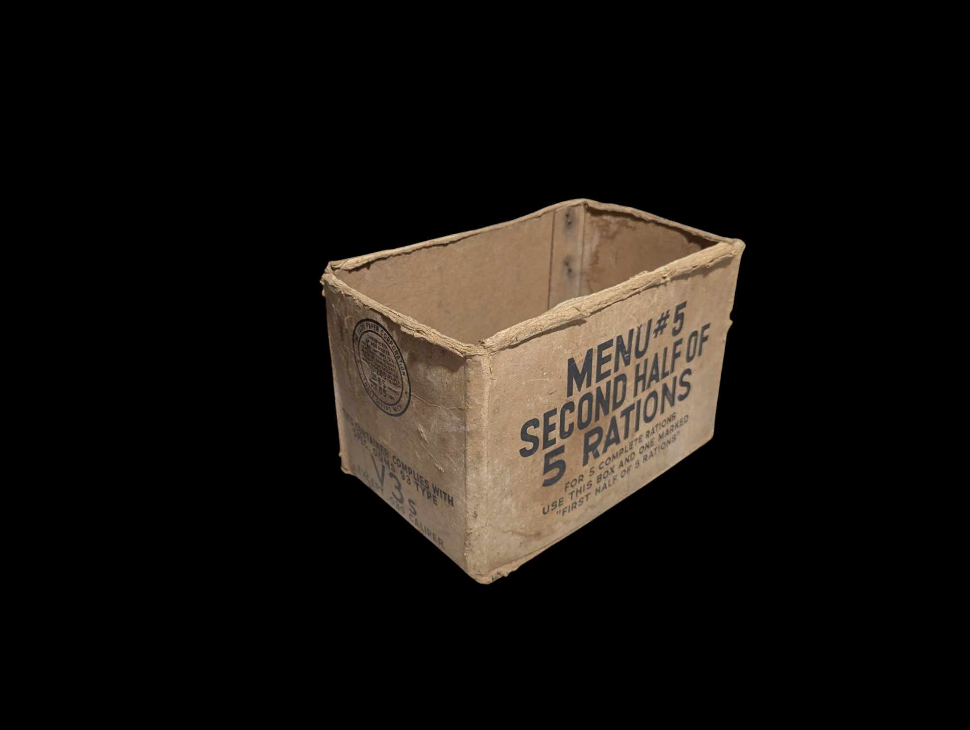 militaria : Carton de ration US ww2 / Second Half Menu 5