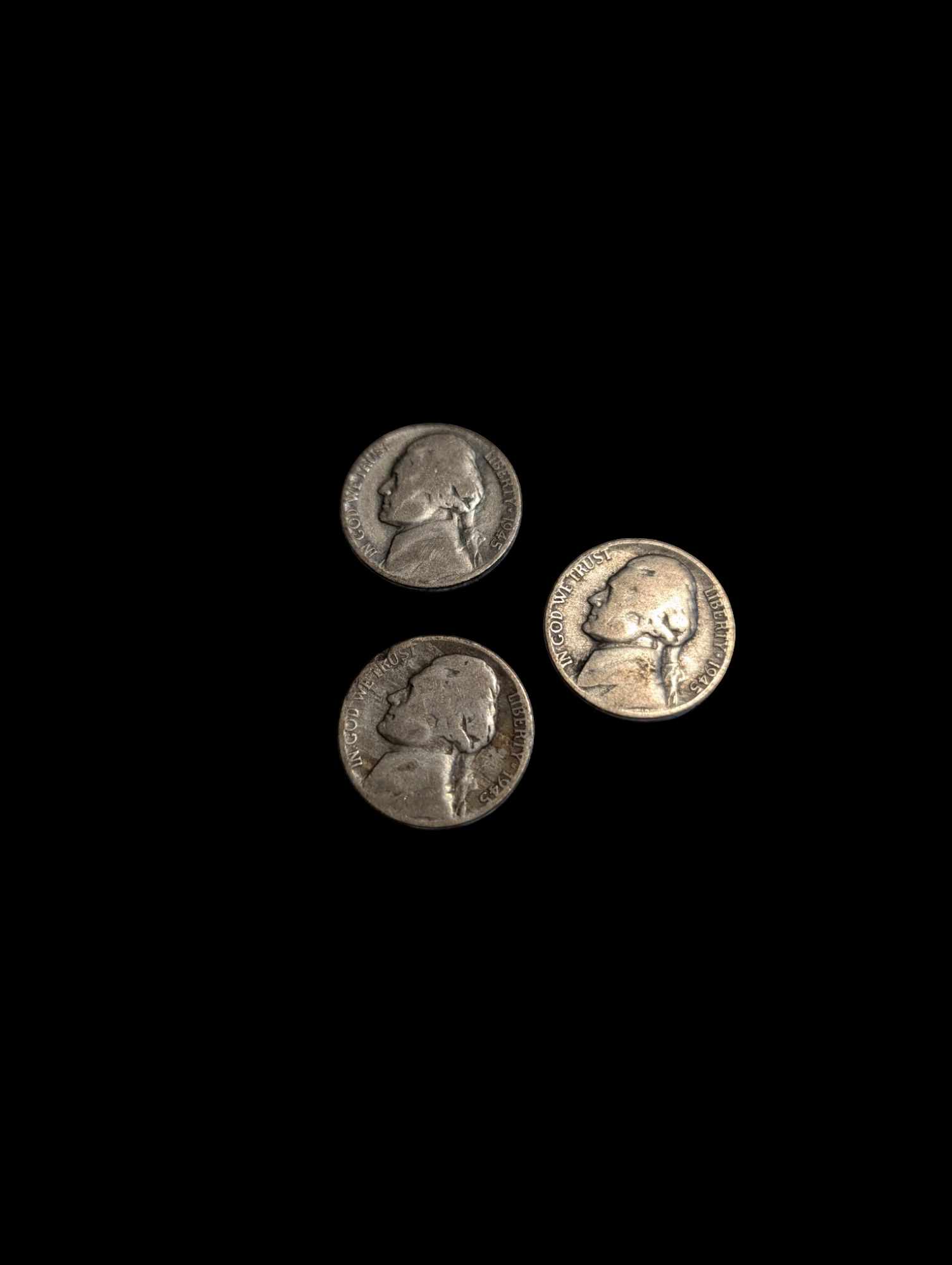 militaria : Lot de trois pièces US ww2 / US 1945 five cents