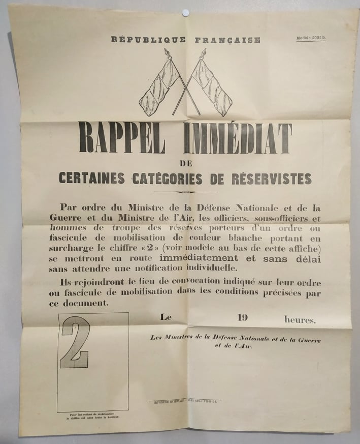 militaria : Affiche Rappel Immédiat 1930 / Poster Immediate Reminder 30's