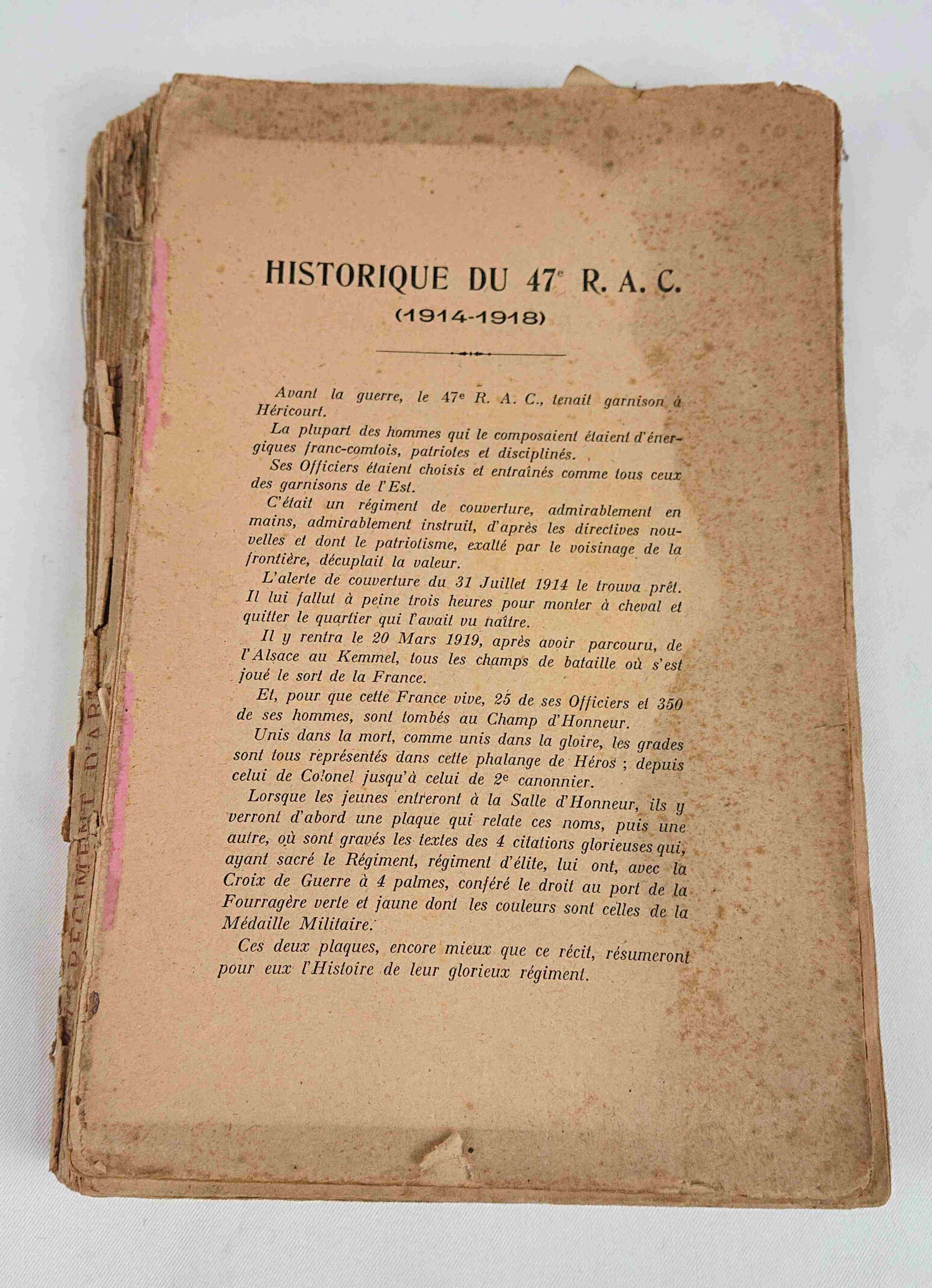 militaria : Historique du 47 RAC / history of the 47 RAC